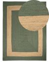 Teppich Jute grün / beige 300 x 400 cm geometrisches Muster Kurzflor KARAKUYU_885137