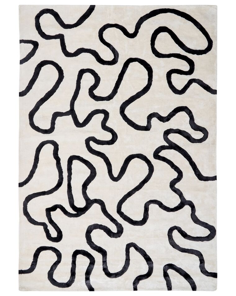Teppe viskose med abstrakt mønster 160 x 230 cm Hvit og svart KAPPAR_903981