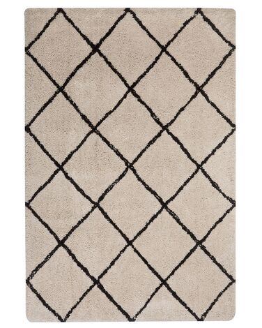 Teppich beige/schwarz 140 x 200 cm Shaggy ADALAR