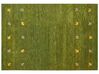 Gabbeh Teppich Wolle grün 160 x 230 cm Tiermuster Hochflor YULAFI_870290