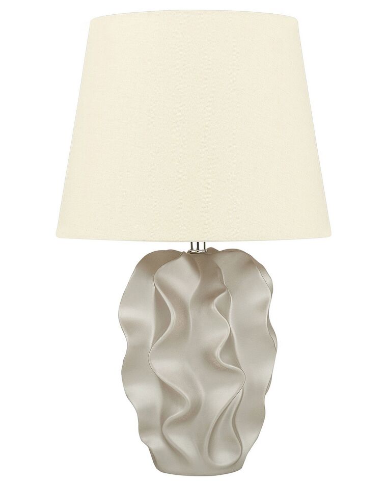 Lámpara de mesa de cerámica blanco crema/dorado 46 cm ALLIKA_749078