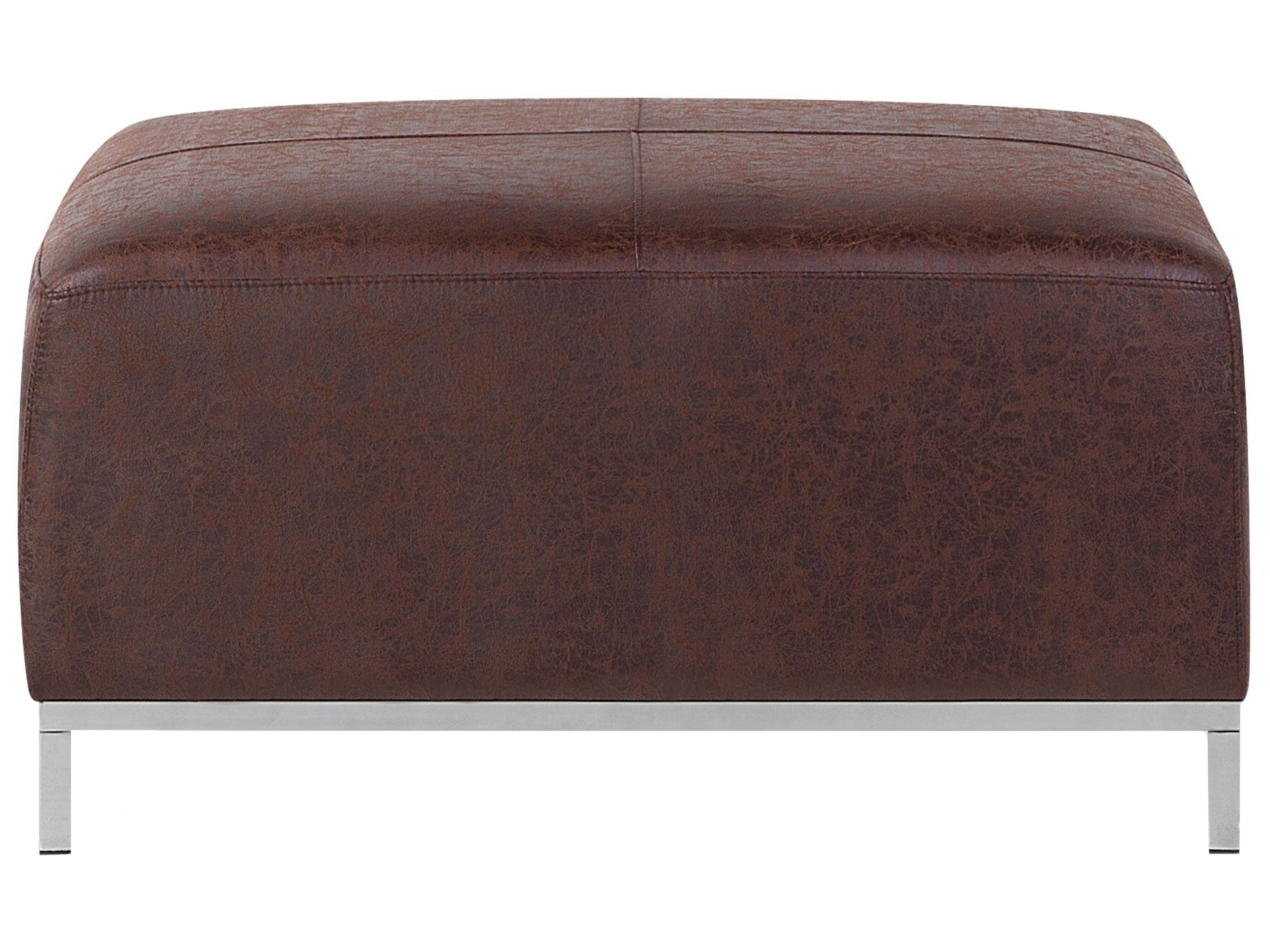 Ottomane Lederoptik braun silbernes Gestell OSLO | Beliani.de