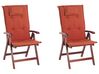 Conjunto de 2 sillas de jardín de madera de acacia con cojines terracota TOSCANA_784173