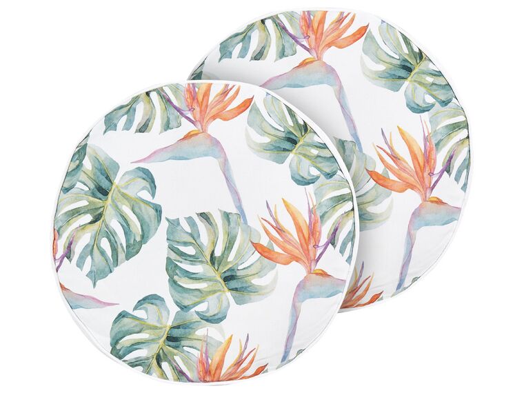 Set of 2 Outdoor Cushions Leaf Motif ⌀ 40 cm Multicolour TORRAZZO_882795