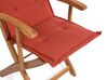 Set of 2 Garden Dining Chairs with Red Cushion MAUI_721925