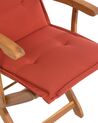 Set di 2 sedie da giardino in legno con cuscini rosso MAUI_721925