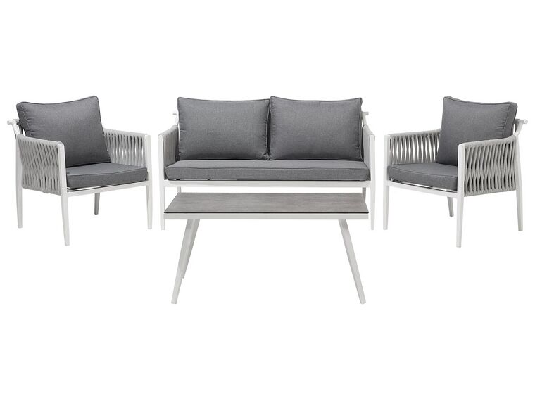 Lounge Set Aluminium weiß 4-Sitzer Auflagen grau LATINA _702523