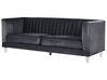 3 Seater Velvet Fabric Sofa Black ARVIKA_806123