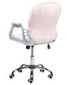 Chaise de bureau pivotante en velours avec cristaux rose PRINCESS_855692