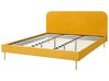 Zamatová posteľ 180 x 200 cm žltá FLAYAT_767573