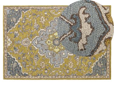 Vlnený koberec 140 x 200 cm žltá/modrá MUCUR