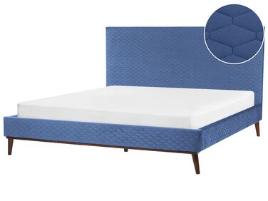 Zamatová posteľ 180 x 200 cm modrá BAYONNE