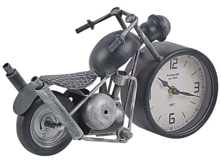 Tischuhr schwarz / silber Motorradform 19 cm BERNO_796645