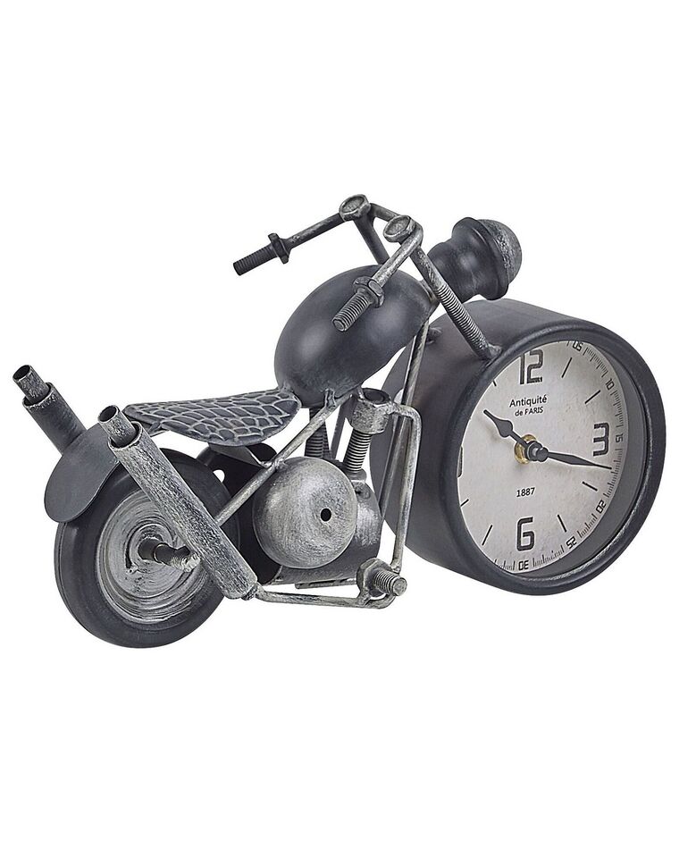 Iron Table Clock Motorcycle Black and Silver BERNO_796645