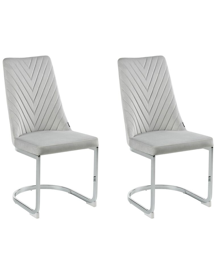 Set of 2 Velvet Dining Chairs Grey ALTOONA_887533