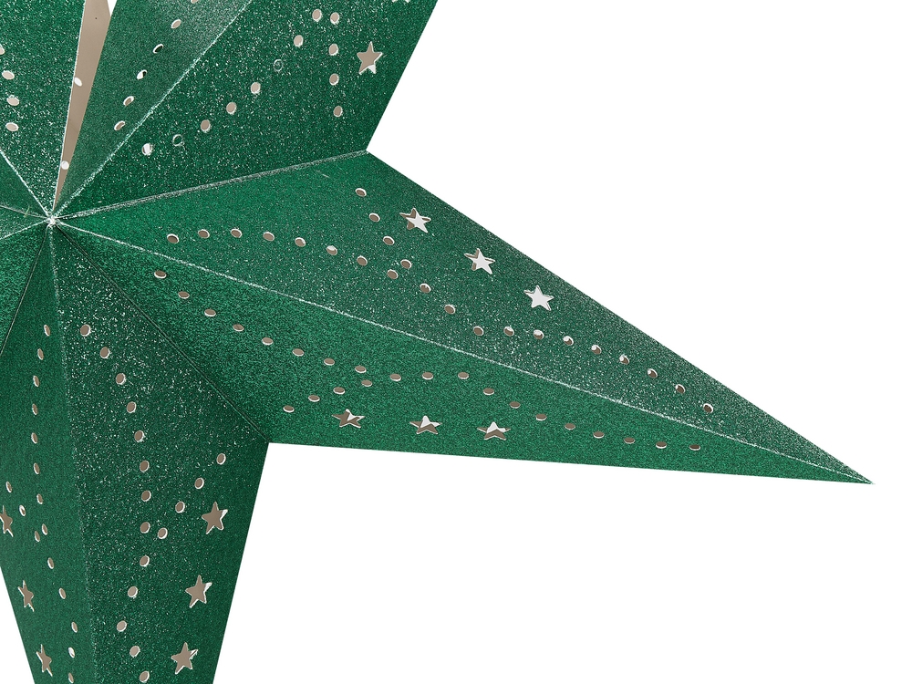 Sternform smaragdgrün Glitzer MOTTI Set mit 60 Weihnachtsdeko 2er LED cm