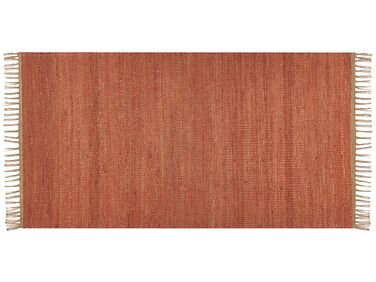 Teppich Jute rot 80 x 150 cm Kurzflor zweiseitig LUNIA