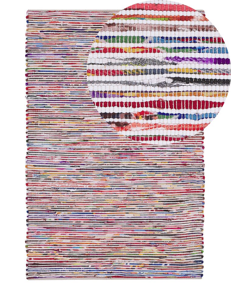 Teppich Baumwolle bunt-weiss 140 x 200 cm abstraktes Muster Kurzflor BARTIN_486638