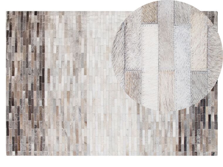 Hnědošedý kožený koberec 140 x 200 cm SINNELI_743099