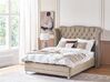 Zamatová posteľ 140 x 200 cm sivobéžová AYETTE_832148