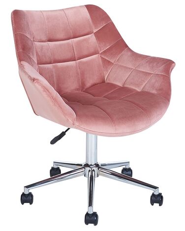 Cadeira de escritório em veludo rosa LABELLE
