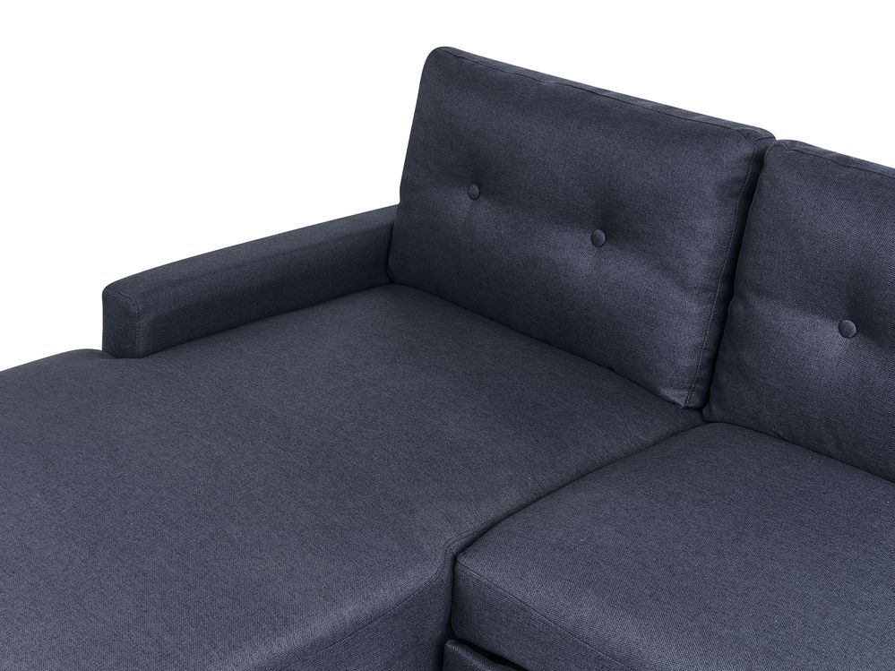 Right Hand Corner Sofa Bed with Storage Navy Blue FLAKK Beliani.co.uk