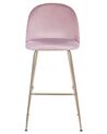 Conjunto de 2 cadeiras de bar em veludo rosa ARCOLA_780944