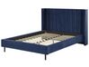 Zamatová posteľ 140 x 200 cm modrá VILLETTE_832608