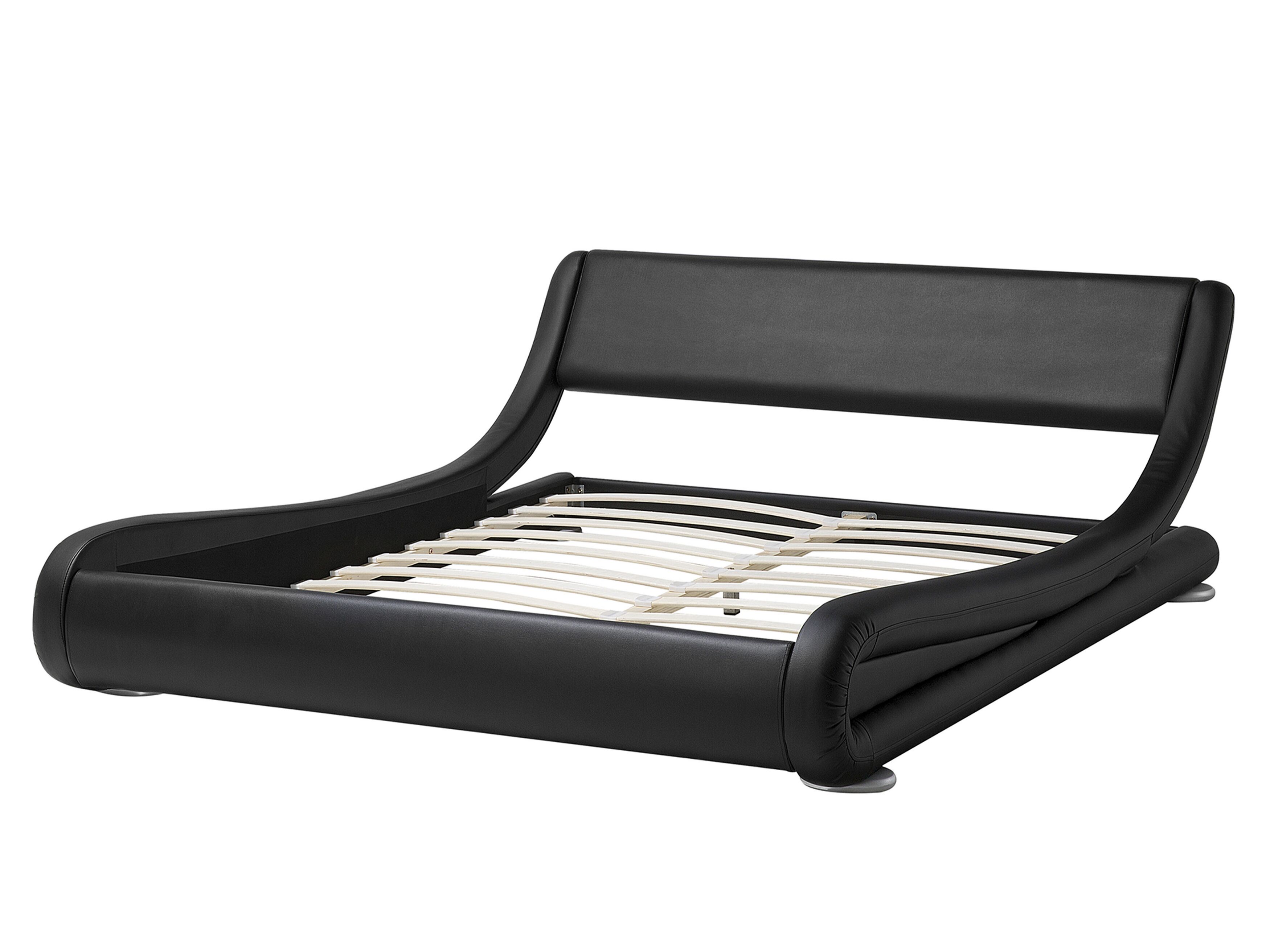 Faux Leather EU King Size Bed Black AVIGNON Beliani.co.uk