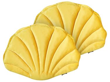 Set of 2 Velvet Seashell Cushions 47 x 35 cm Yellow CONSOLIDA