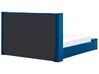 Lit double en velours bleu avec banc coffre 180 x 200 cm NOYERS_834712