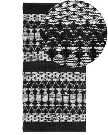 Dywan skórzany 80 x 150 cm czarny z beżowym SOKUN