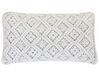 Almofada decorativa em macramé de algodão branco 30 x 50 cm ALATEPE_753362