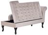 Right Hand Velvet Chaise Lounge with Storage Light Beige PESSAC_881976