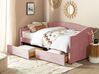Łóżko dzienne tapicerowane 90 x 200 cm różowe VITTEL_876400