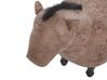 Tamborete animal em pele sintética castanha HORSE_783196