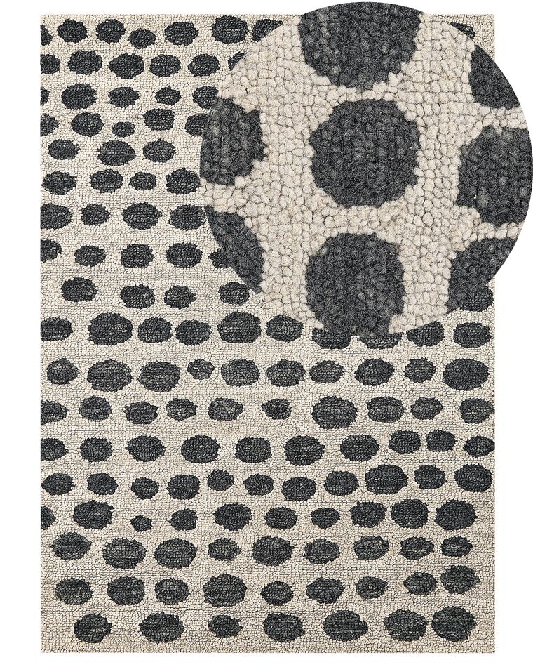 Alfombra de lana beige claro/negro 160 x 230 cm HAVRAN_836381