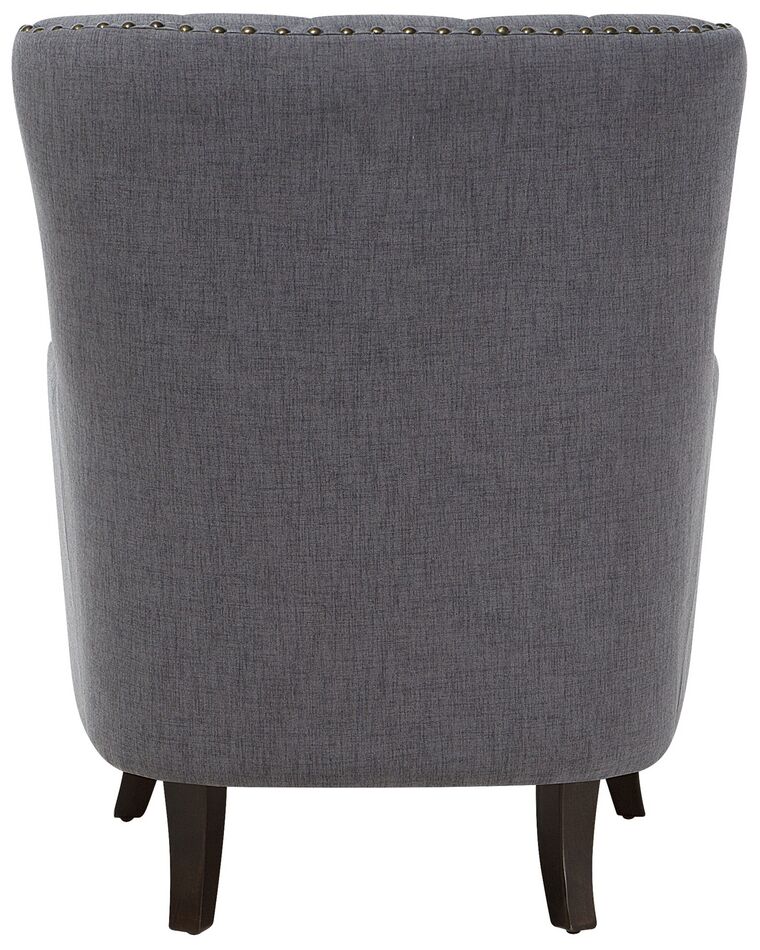 Beliani VIBORG Poltrona In Tessuto Grigio Chiaro - Stile Retrò Con Imbottitura Spessa E Bottoni Decorativi, Gambe In Legno Di Betulla