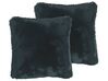 Set of 2 Faux Fur Cushions 42 x 42 cm Green TANDUR_801420