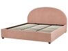 Łóżko z pojemnikiem boucle 180 x 200 cm pastelowo różowe VAUCLUSE_913881
