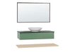 Mobile bagno con lavabo e specchio verde nero e legno chiaro ZARAGOZA_817215