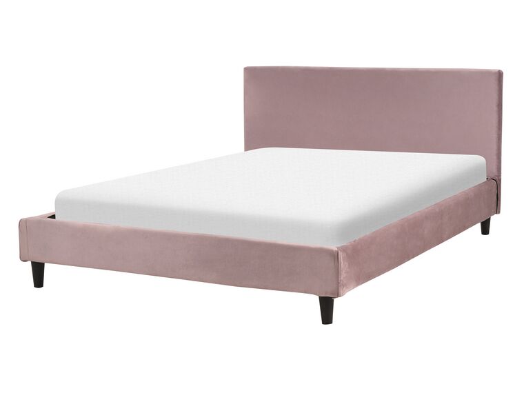 Zamatová posteľ 140 x 200 cm ružová FITOU_900384
