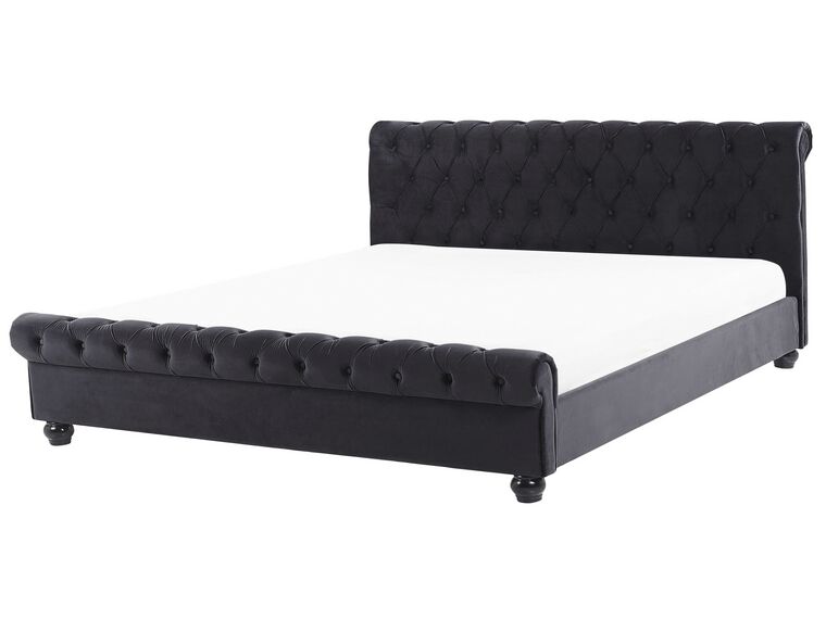 Velvet EU Super King Size Bed Black AVALLON_694674