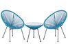 2 fauteuils spaghetti en rotin bleu et table pour intérieur et extérieur ACAPULCO II_813780