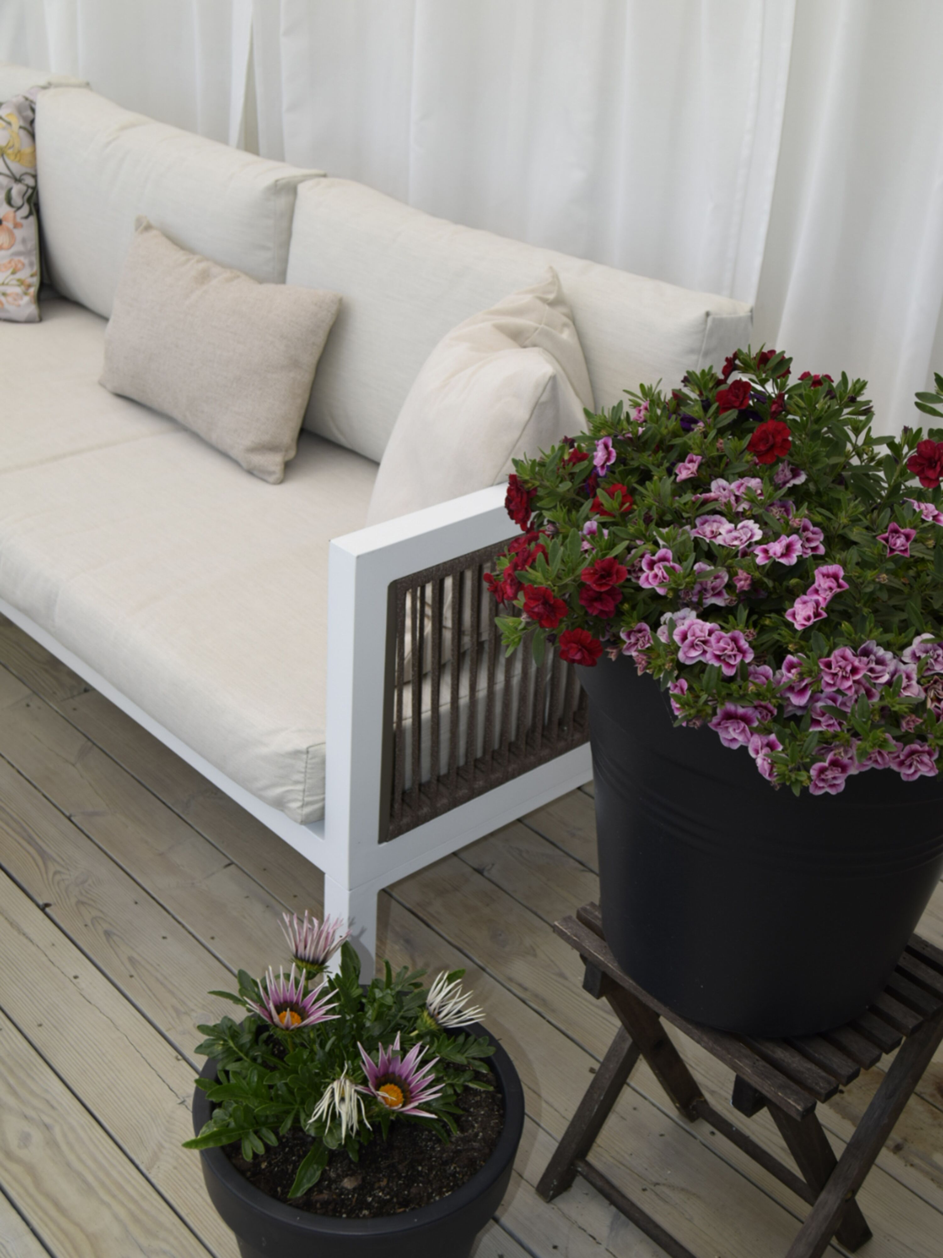 4 Seater Aluminium Garden Corner Sofa Set White and Brown BORELLO