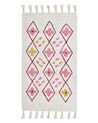 Alfombra de algodón blanco/rosa/amarillo 80 x 150 cm CAVUS_839821