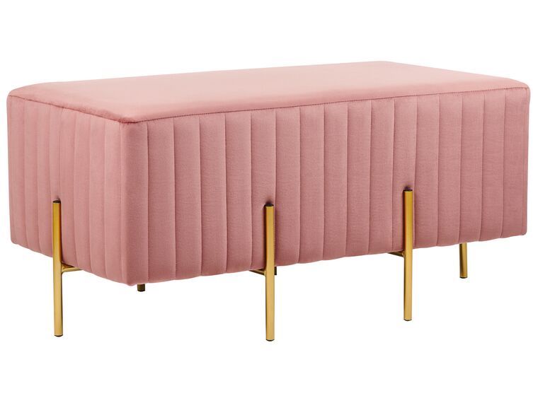 Rózsaszín bársony ülőpad 89 x 45 cm DAYTON_860590