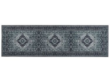 Teppich grau orientalisches Muster 60 x 200 cm Kurzflor VADKADAM