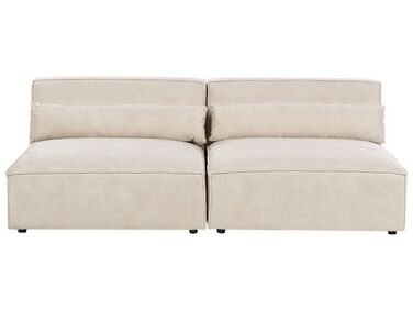 2-Sitzer Sofa Samtstoff hellbeige ohne Armlehnen HELLNAR
