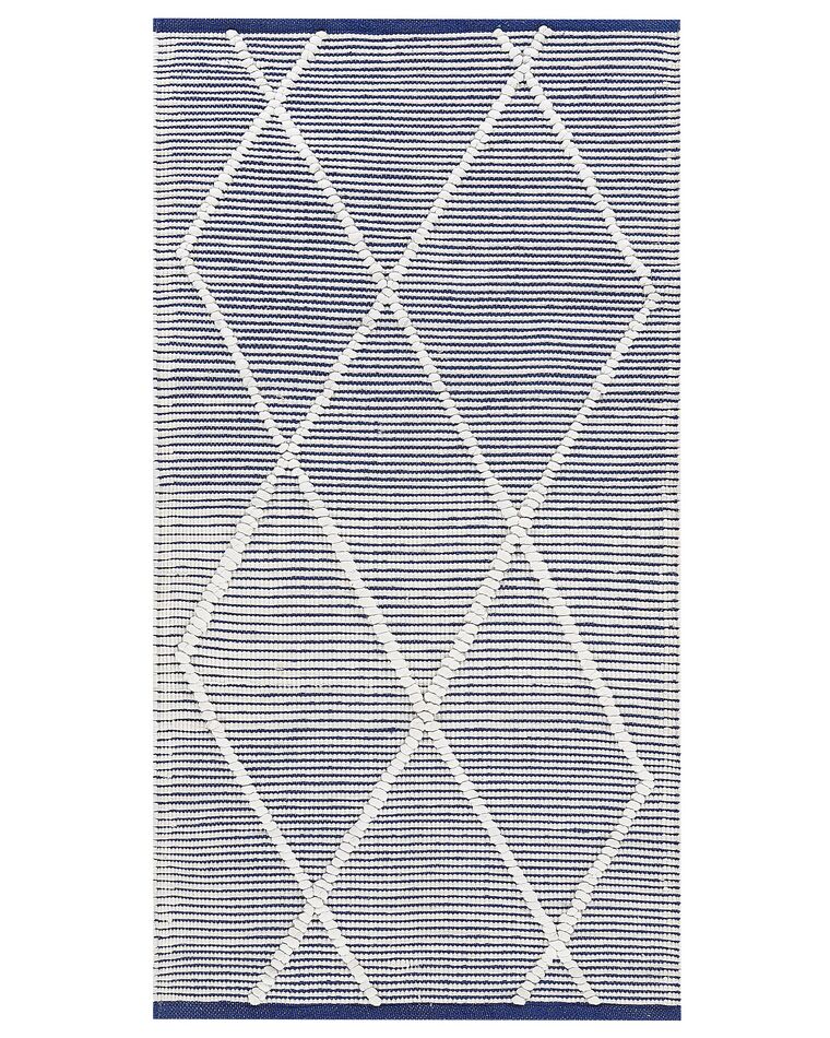 Vloerkleed katoen wit/blauw 80 x 150 cm SYNOPA_842825